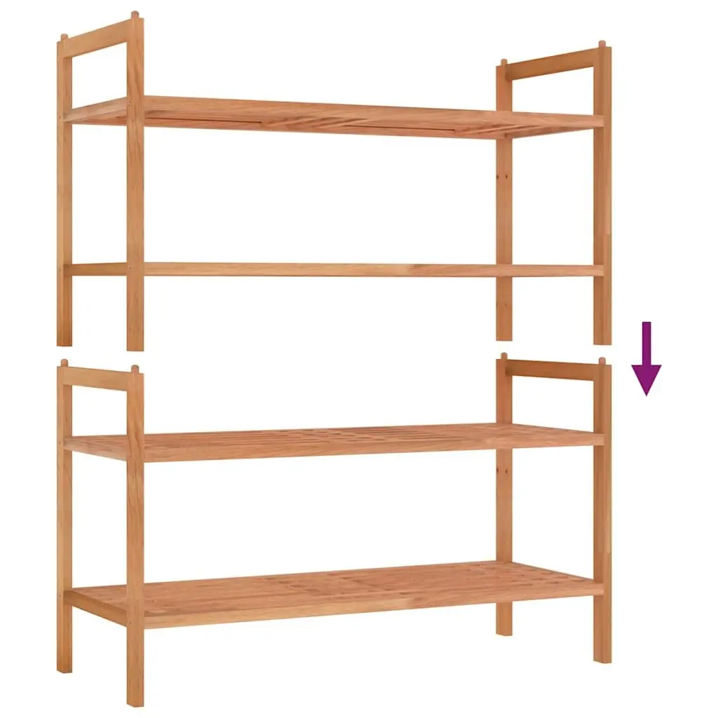 Shoe Rack 2 pcs Storage Organiser Stackable Shelves Wooden Walnut Brown