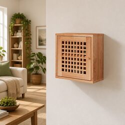 Wall Cabinet Storage Organiser 42x18x42cm Solid Wood Brown 2 Compartment