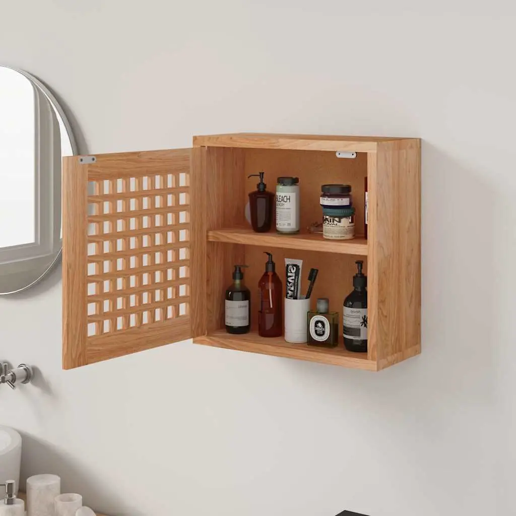 Solid Wood Wall Cabinet with 2 Compartments 42x18x42cm
