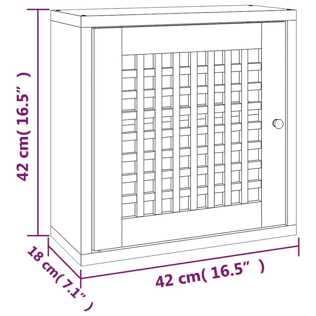 Solid Wood Wall Cabinet with 2 Compartments 42x18x42cm