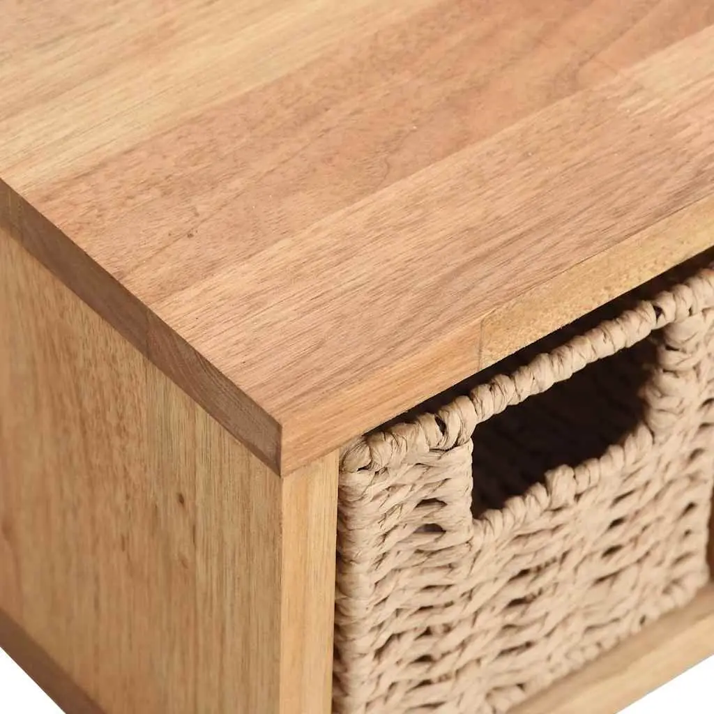 Solid Wood Wall Shelf with Removable Baskets, 62x18x16 cm