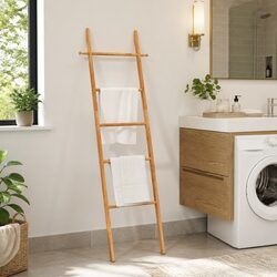 170 cm Solid Wood Towel Ladder Storage Rack for Home