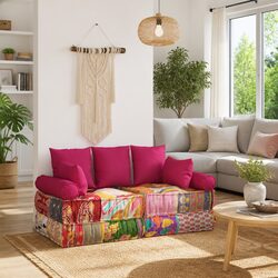 Stylish 7-Piece Pink Throw Pillow Set in Cotton Fabric