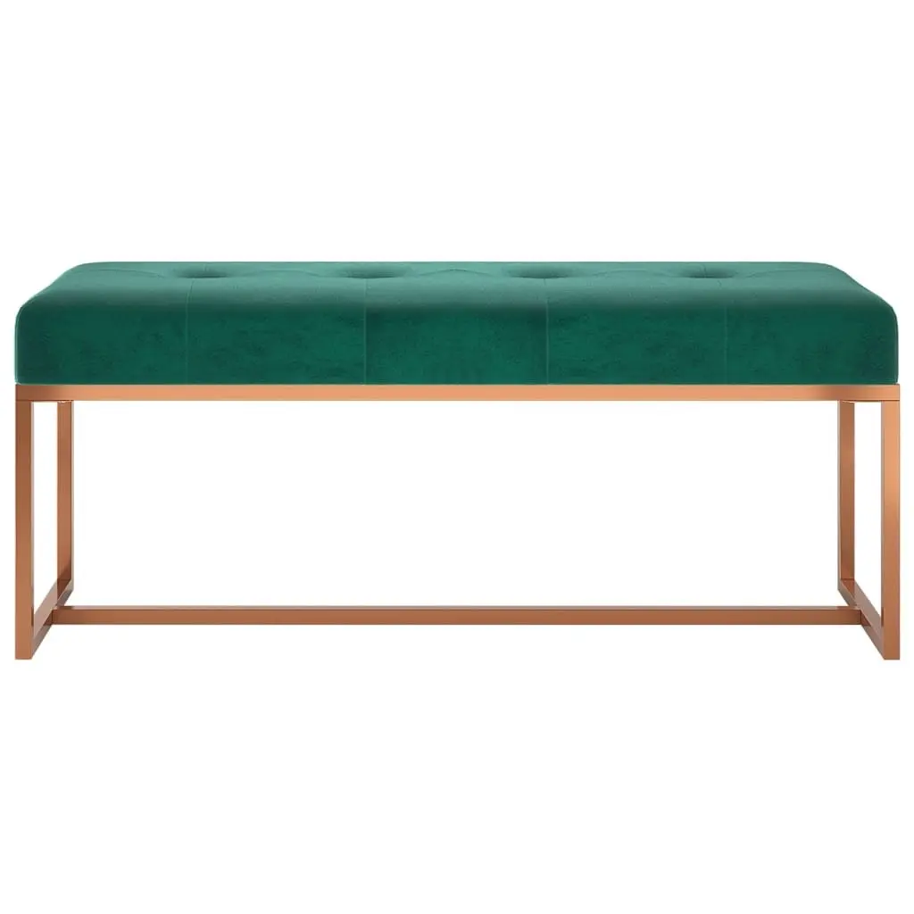 Green Velvet Storage Bench with Padded Seat