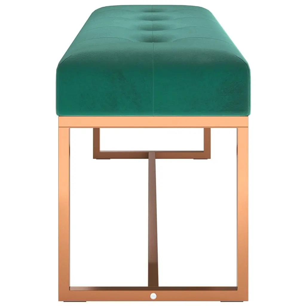 Green Velvet Storage Bench with Padded Seat