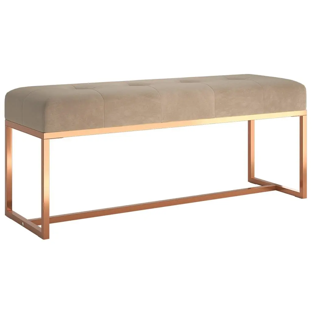 Beige Velvet Storage Bench for Living Spaces