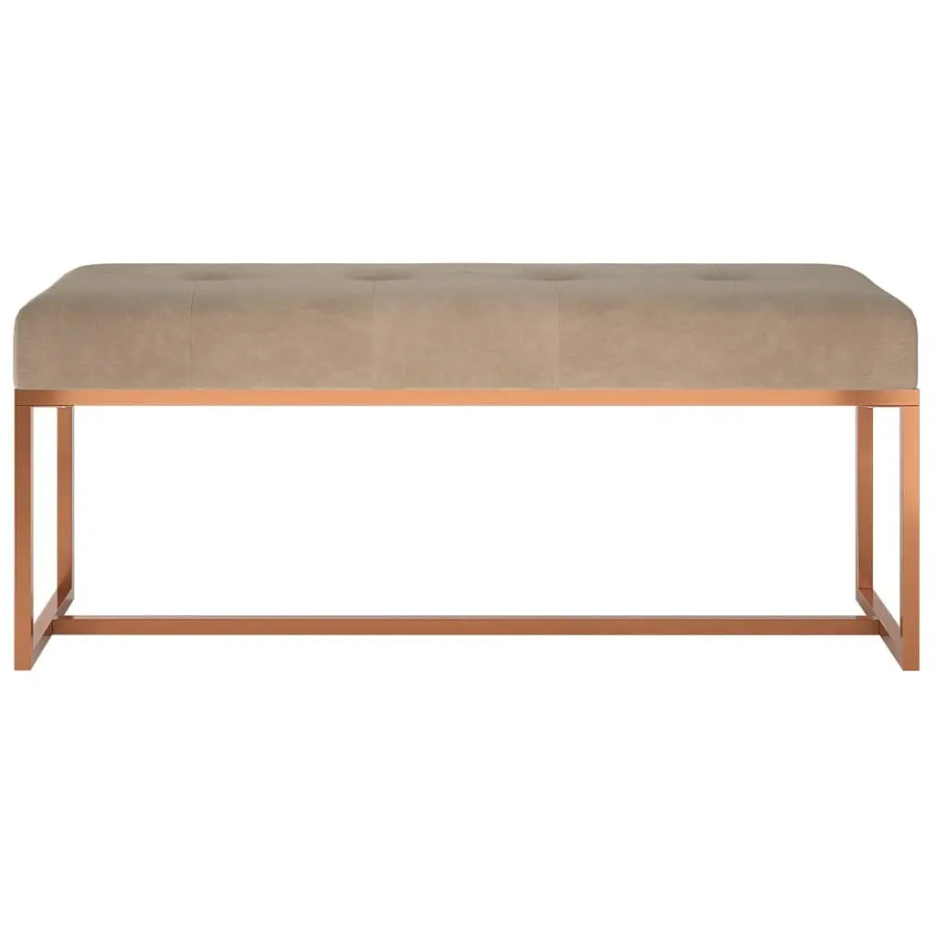 Beige Velvet Storage Bench for Living Spaces