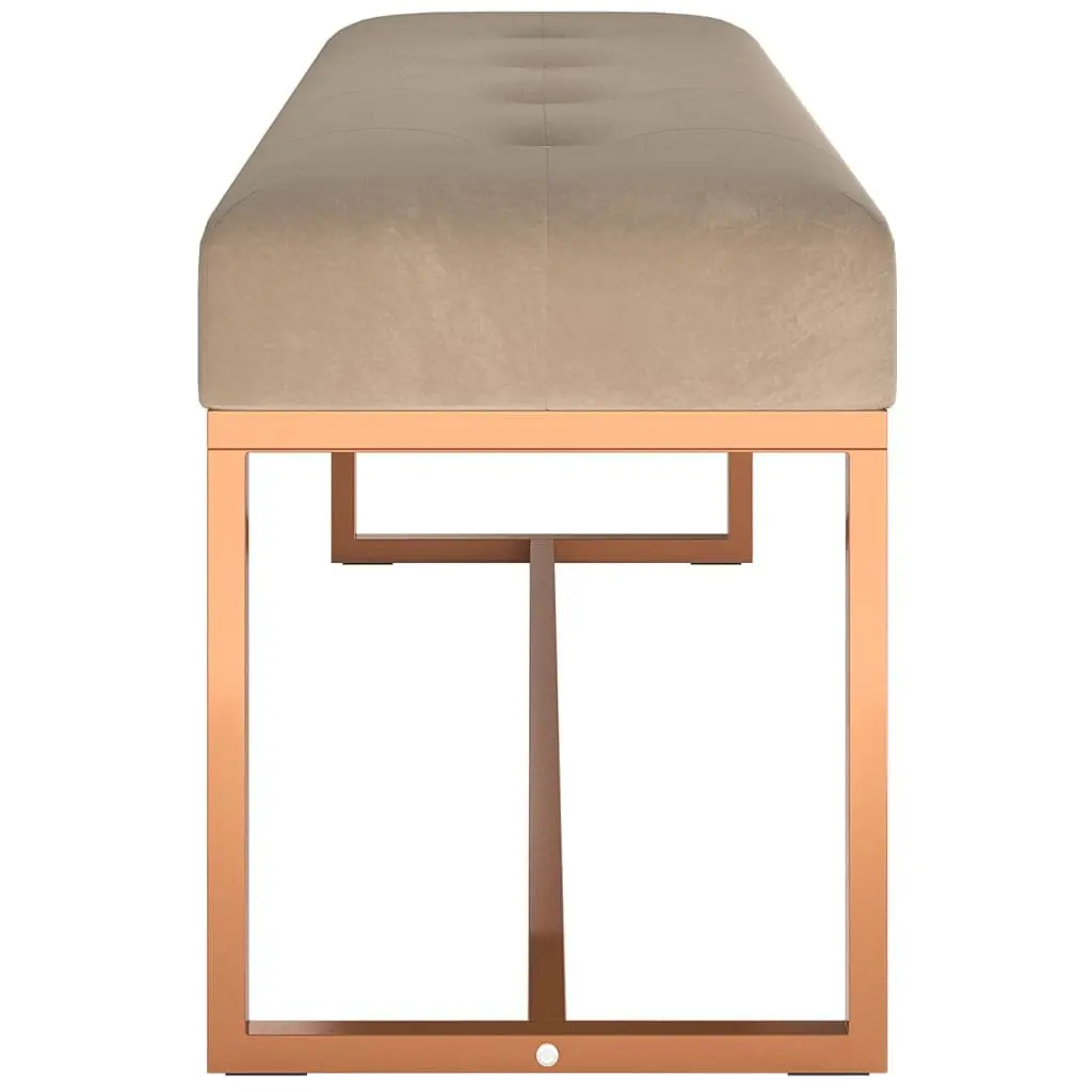 Beige Velvet Storage Bench for Living Spaces