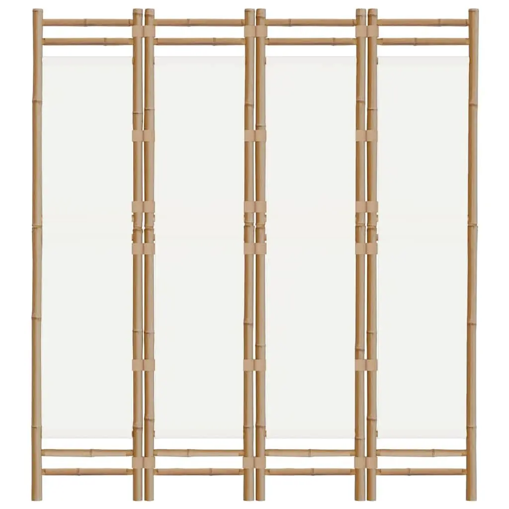 Bamboo 4-Panel Folding Room Divider 160cm Cream Canvas