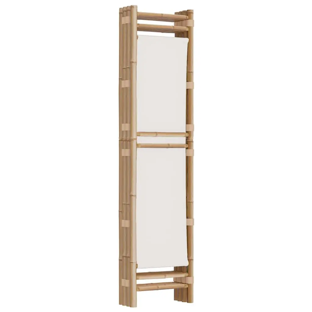 Bamboo 4-Panel Folding Room Divider 160cm Cream Canvas