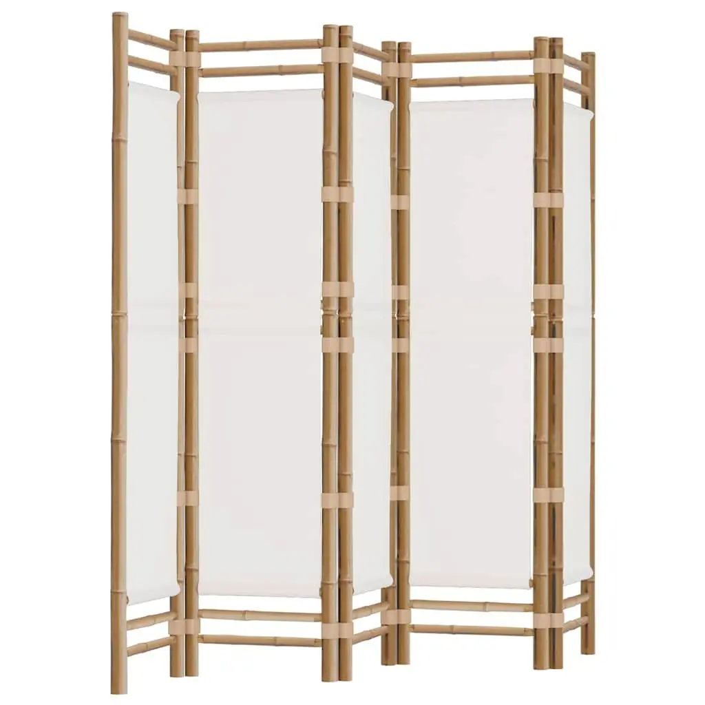 Room Divider Bamboo Canvas 5 Panel 200cm Cream