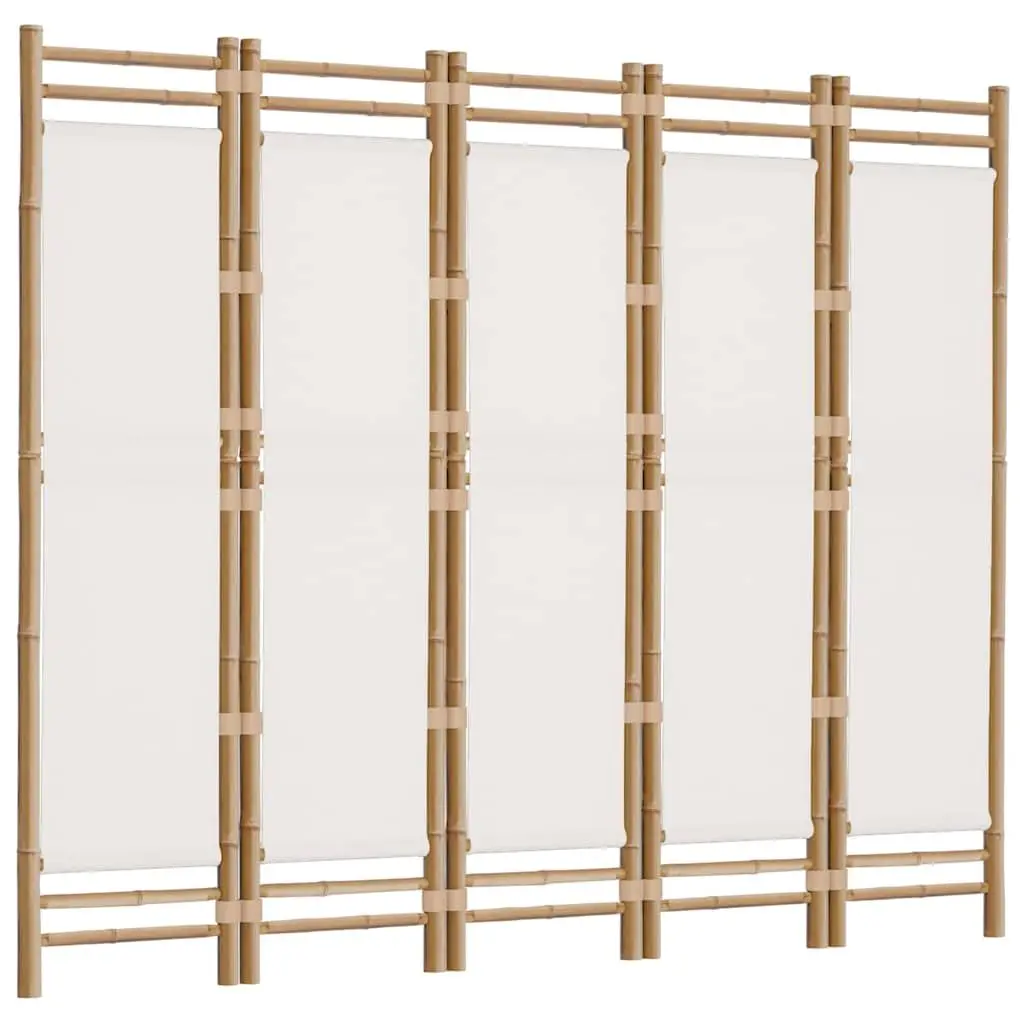 Room Divider Bamboo Canvas 5 Panel 200cm Cream