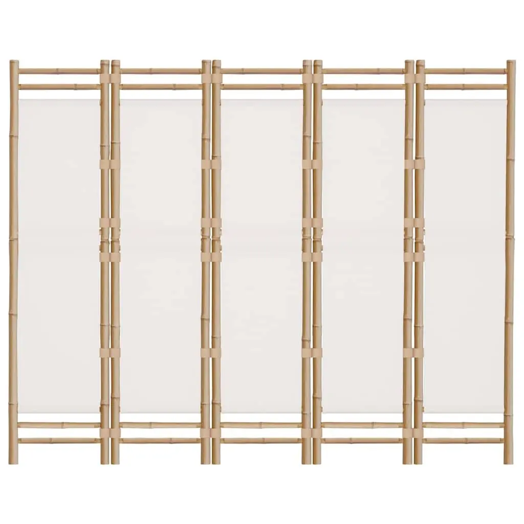 Room Divider Bamboo Canvas 5 Panel 200cm Cream