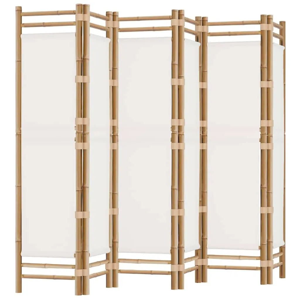 6-Panel Folding Room Divider with Bamboo Frame