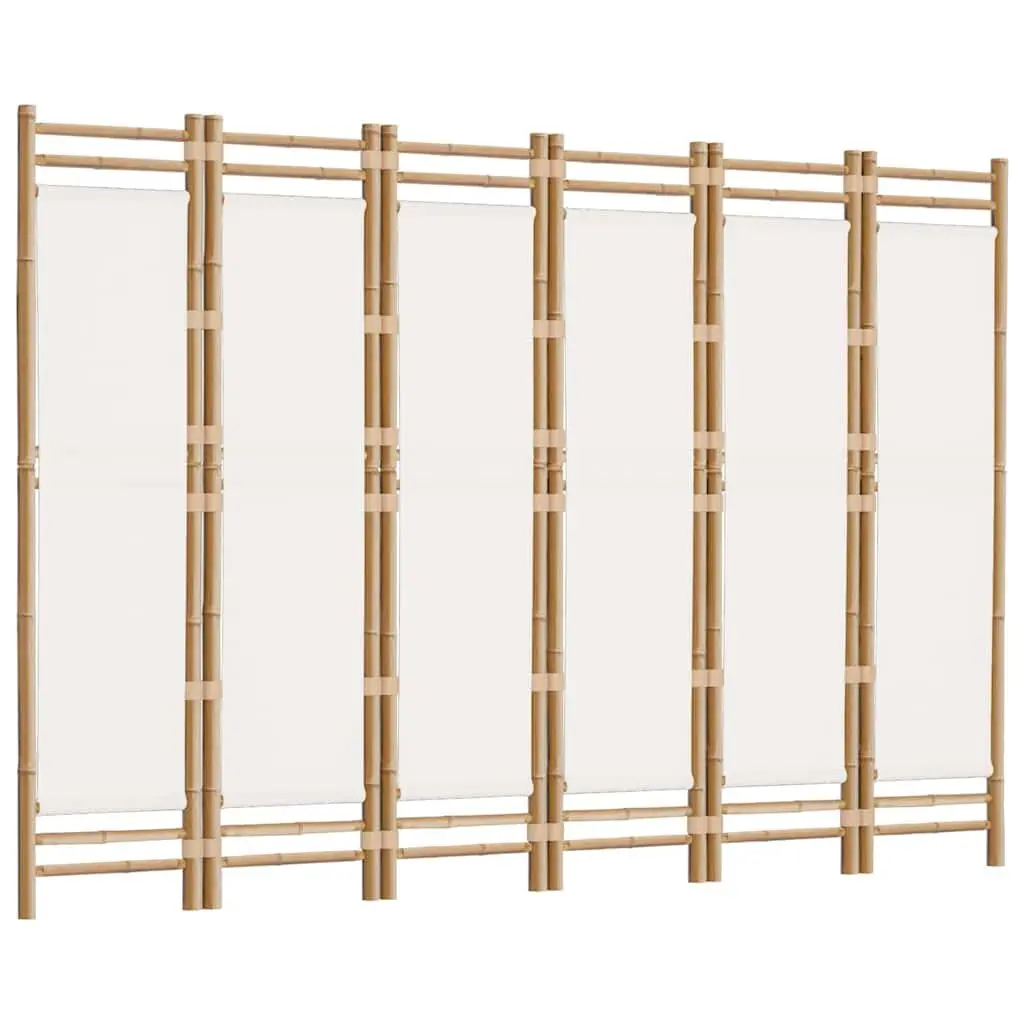 6-Panel Folding Room Divider with Bamboo Frame