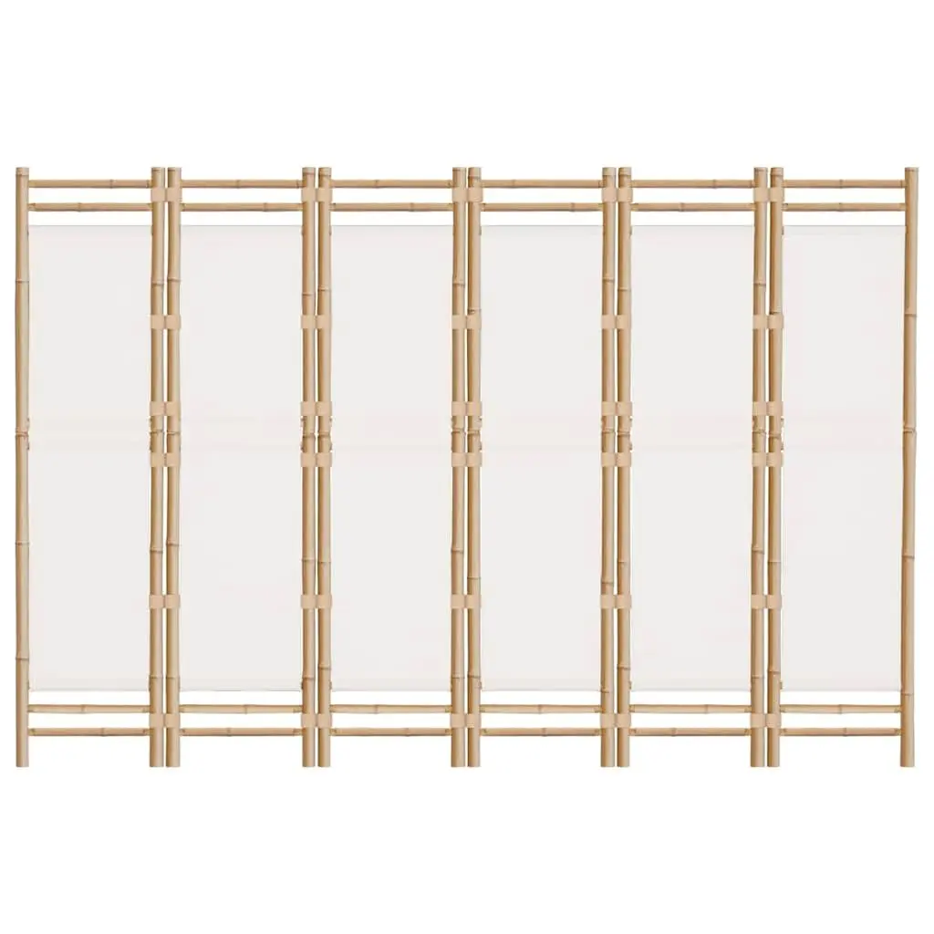 6-Panel Folding Room Divider with Bamboo Frame