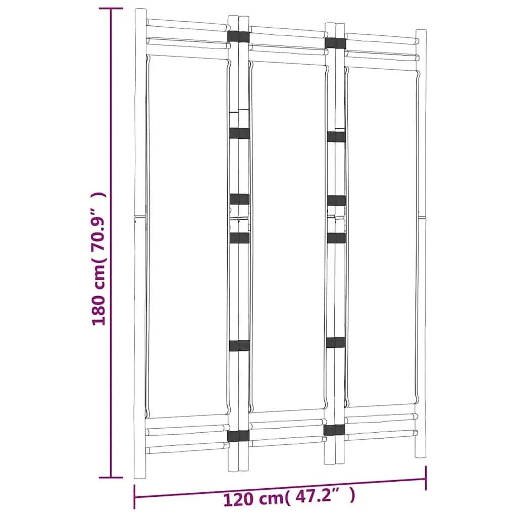 3-Panel Bamboo Canvas Room Divider Screen