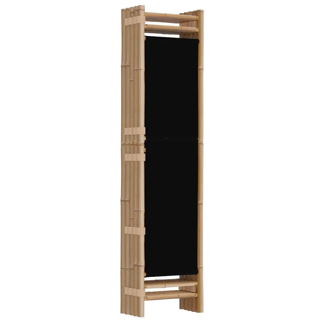 5-Panel Room Divider Bamboo Canvas 200cm Black