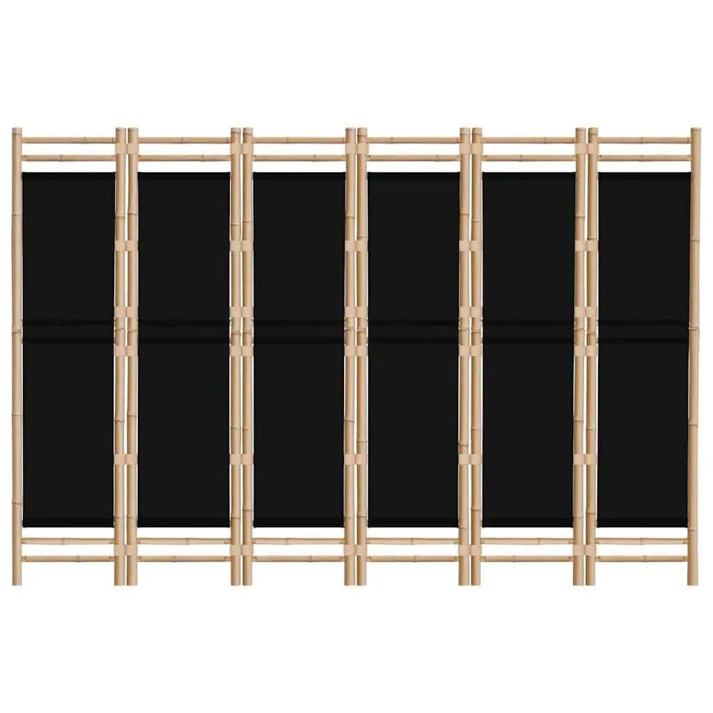 Room Divider 6-Panel Folding Privacy Screen Bamboo Canvas Black 240cm Partition
