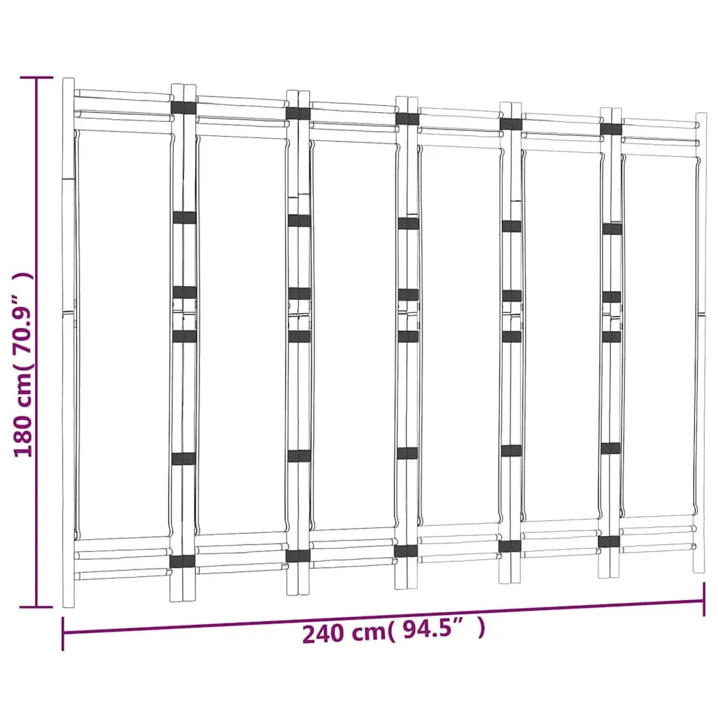 Room Divider 6-Panel Folding Privacy Screen Bamboo Canvas Black 240cm Partition