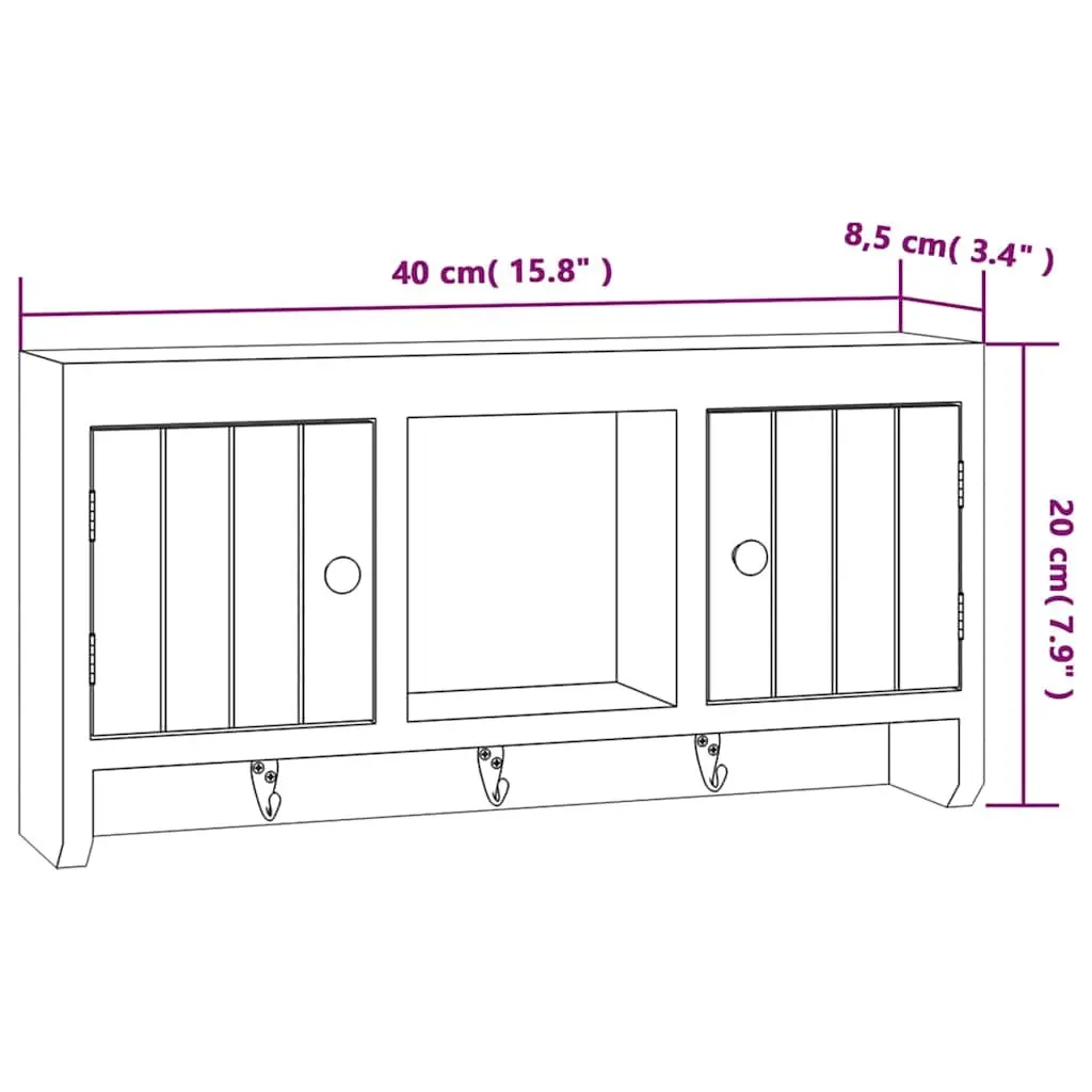 White Wall-Mounted Key Cabinet with Compartments and Hooks