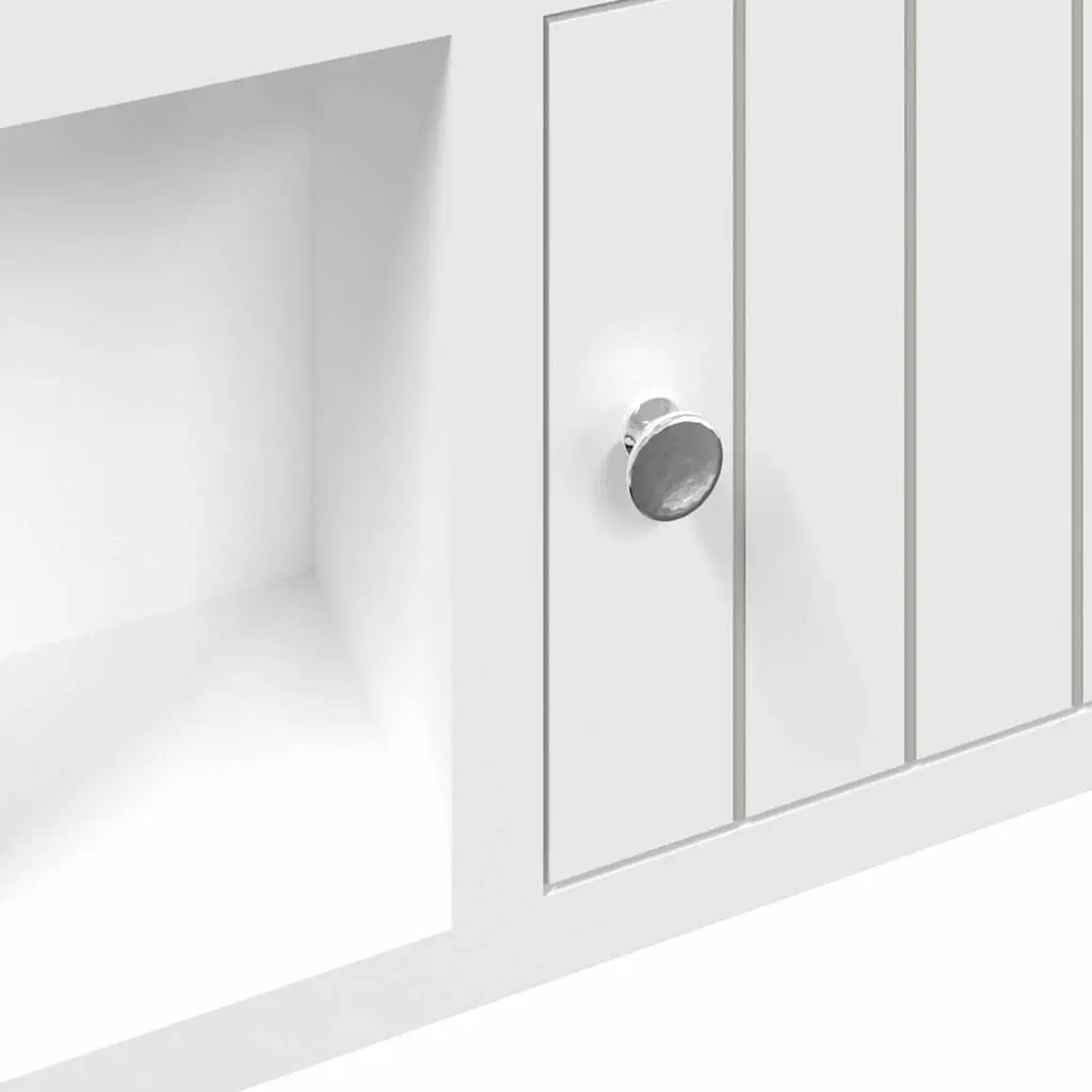 White Wall-Mounted Key Cabinet with Compartments and Hooks