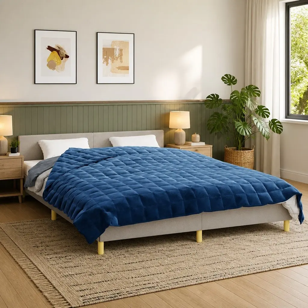 Blue Weighted Blanket 200x200 cm 9 kg