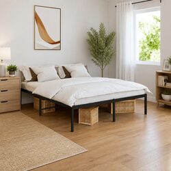 Black Metal Bed Frame 150x200 cm for Stability