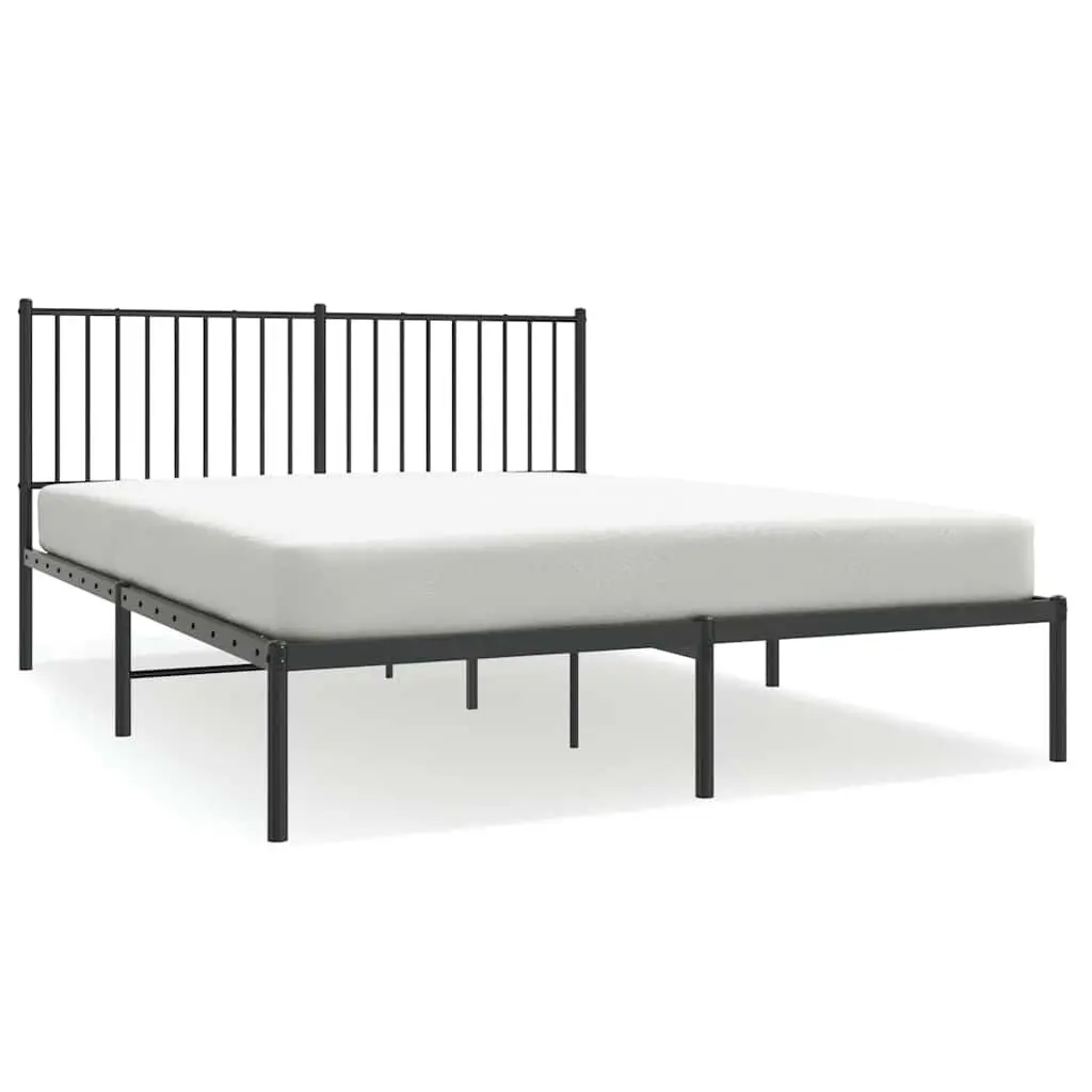 Metal Bed Frame Powder-coated Steel Queen Size 150x200cm Black