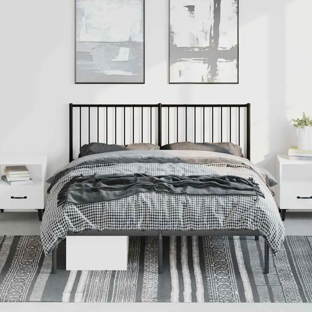 Metal Bed Frame Powder-coated Steel Queen Size 150x200cm Black