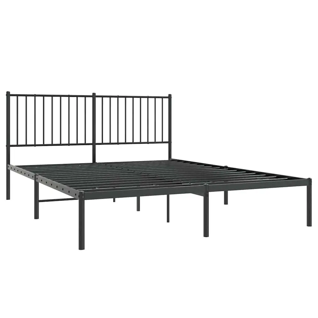 Metal Bed Frame Powder-coated Steel Queen Size 150x200cm Black