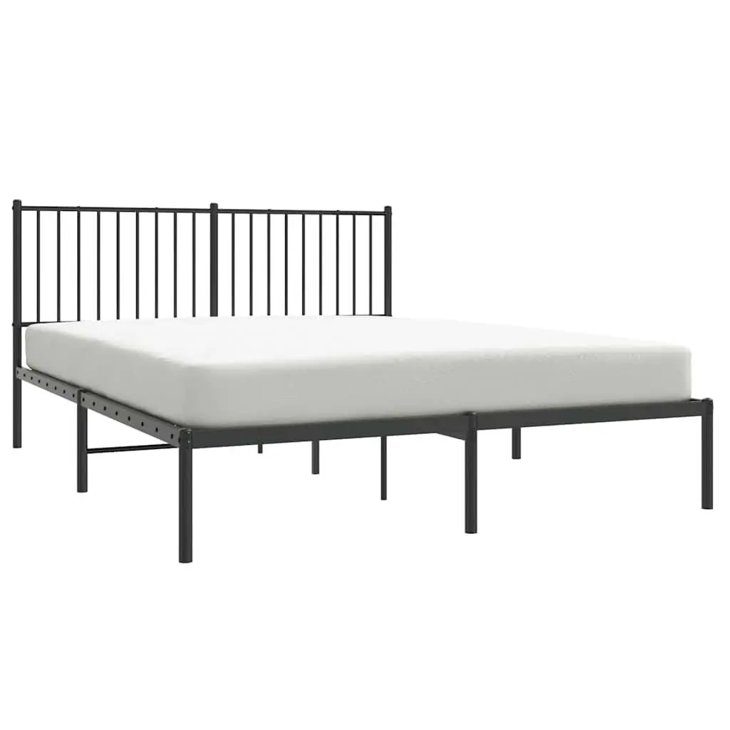 Metal Bed Frame Powder-coated Steel Queen Size 150x200cm Black