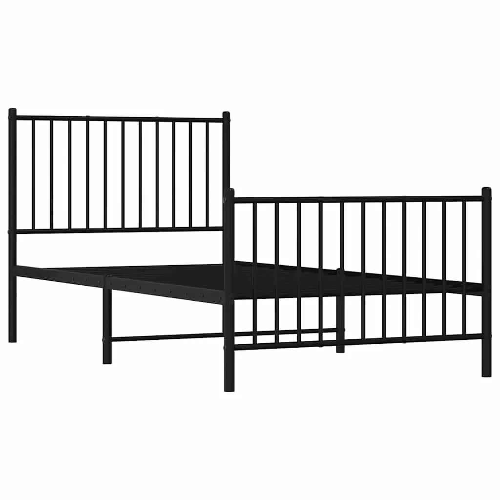 Metal Bed Frame Powder-coated Steel 90x190 cm Black