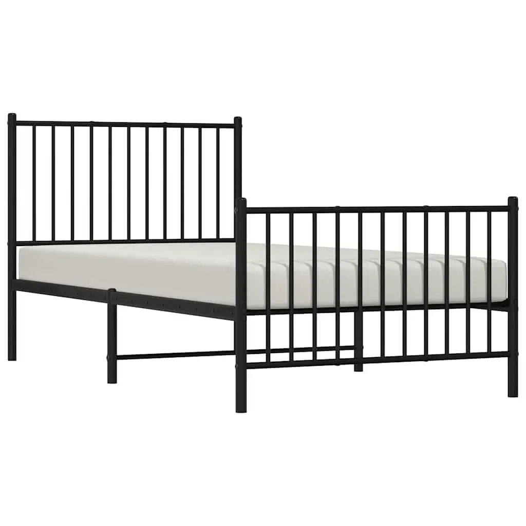 Metal Bed Frame Powder-coated Steel 90x190 cm Black