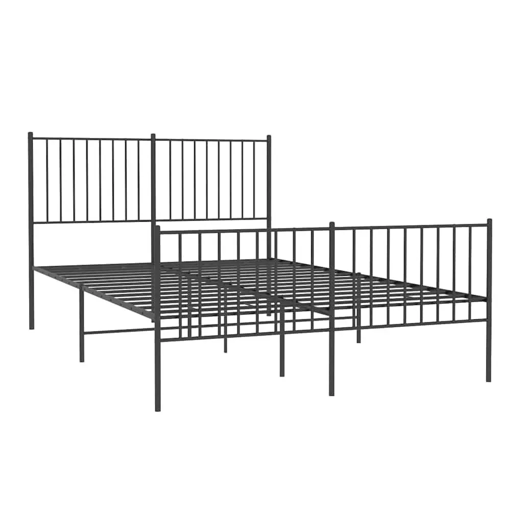 Metal Bed Frame Powder-coated Steel 135x190 cm Black