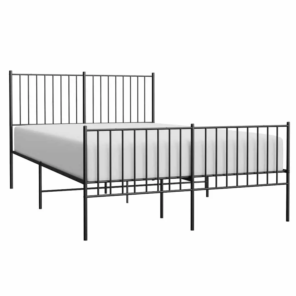 Metal Bed Frame Powder-coated Steel 135x190 cm Black