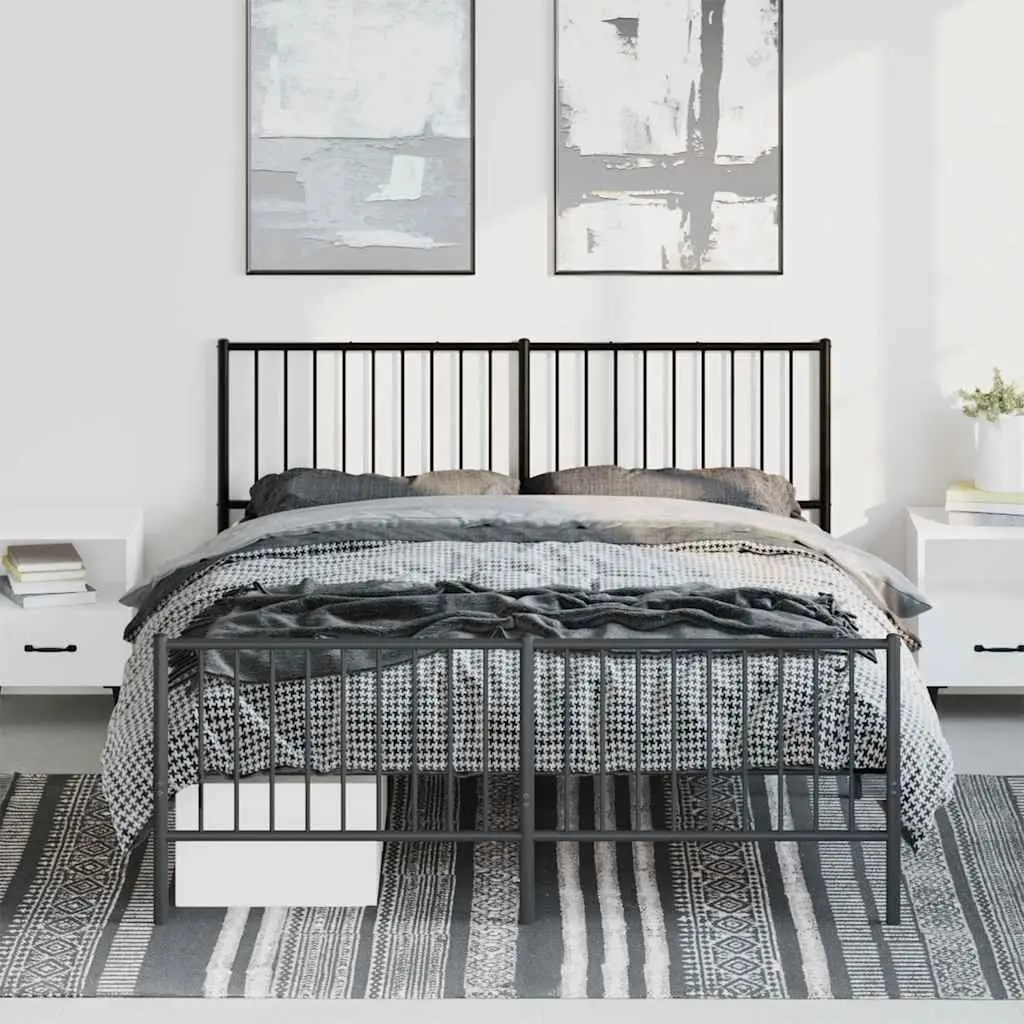 Metal Bed Frame Powder-coated Steel 150x200 cm Black