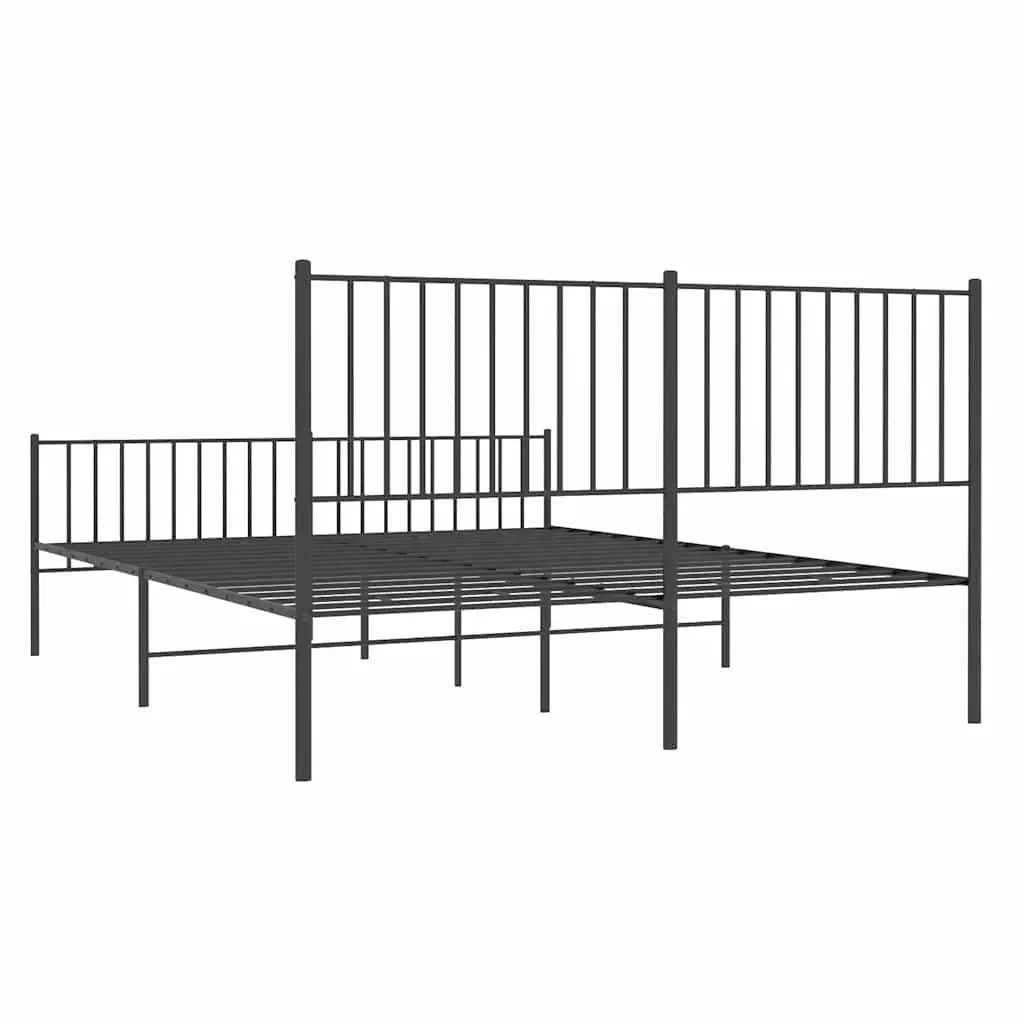 Metal Bed Frame Powder-coated Steel 150x200 cm Black