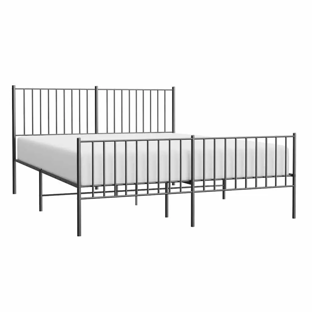 Metal Bed Frame Powder-coated Steel 150x200 cm Black