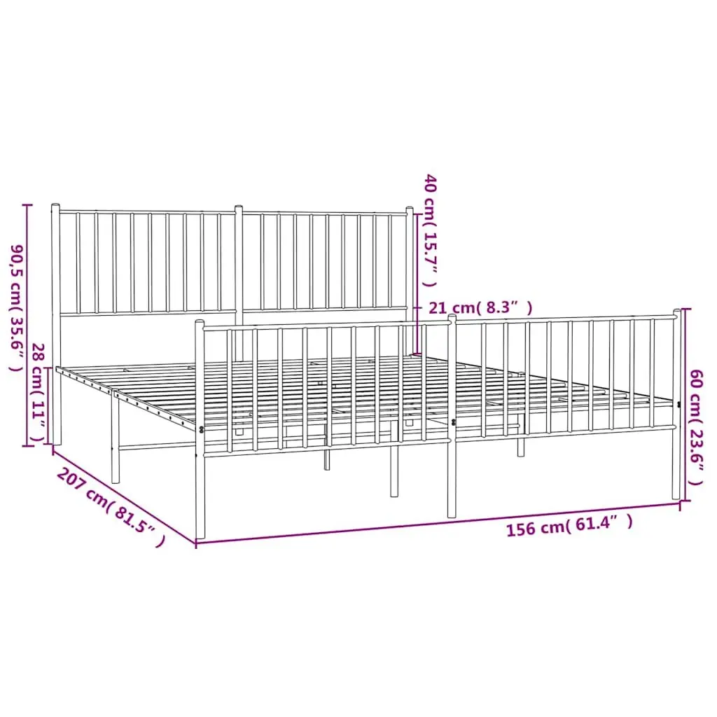 Metal Bed Frame Powder-coated Steel 150x200 cm Black