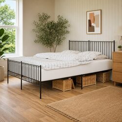 King Size Metal Bed Frame 183x203 cm with Headboard & Footboard