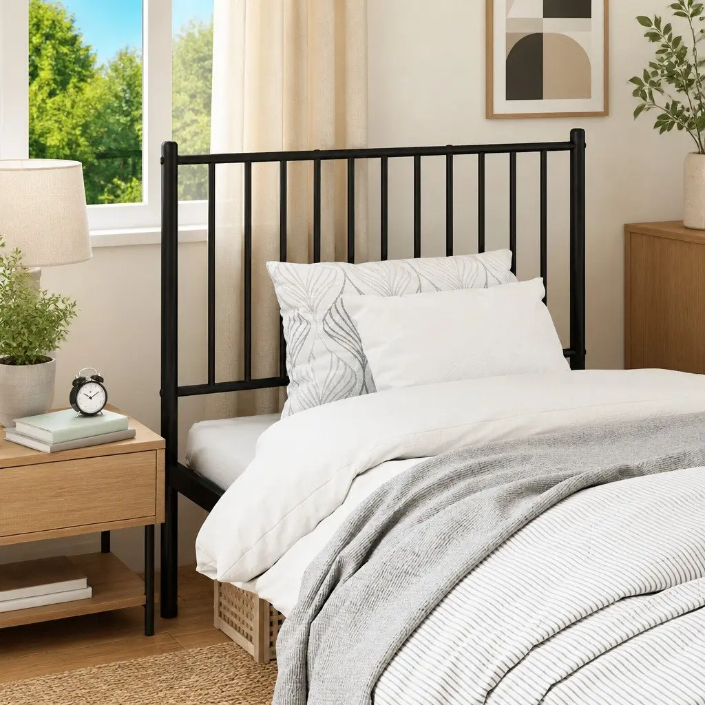 Black Metal Headboard for 90cm Beds