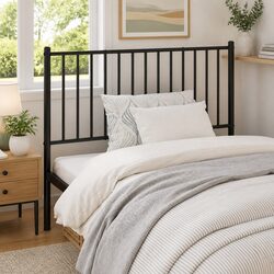 Robust Black Metal Headboard 107cm for Bedroom