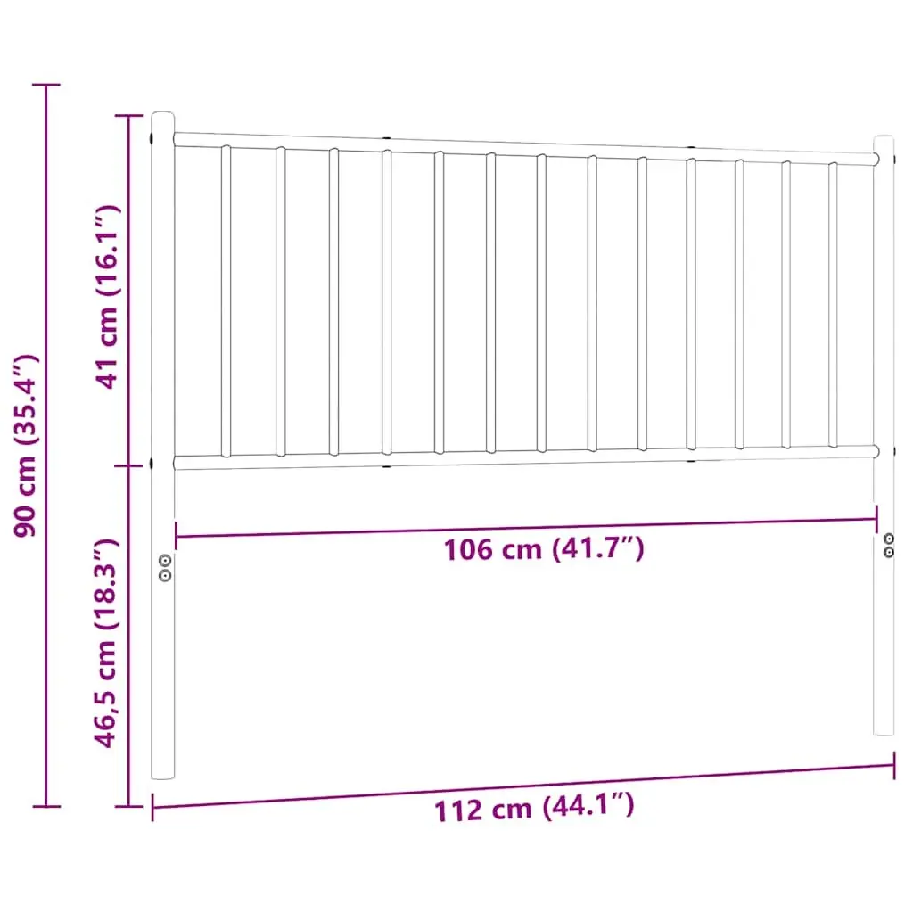 Black Metal Headboard 107cm for Bedroom