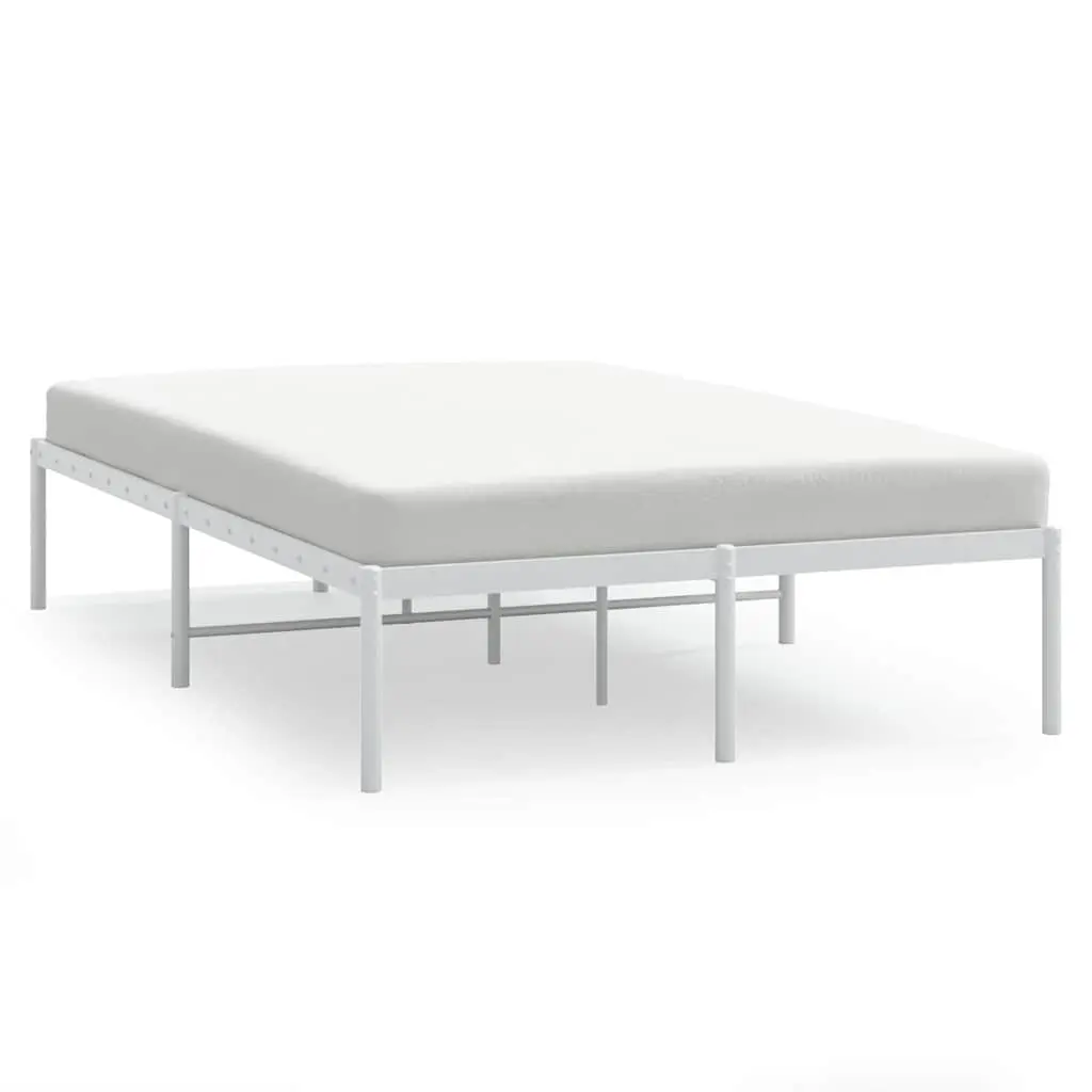 Metal Bed Frame Steel 135x190 cm White Slatted Base