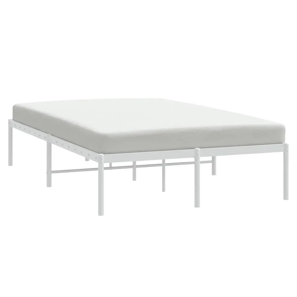 Metal Bed Frame Steel 135x190 cm White Slatted Base