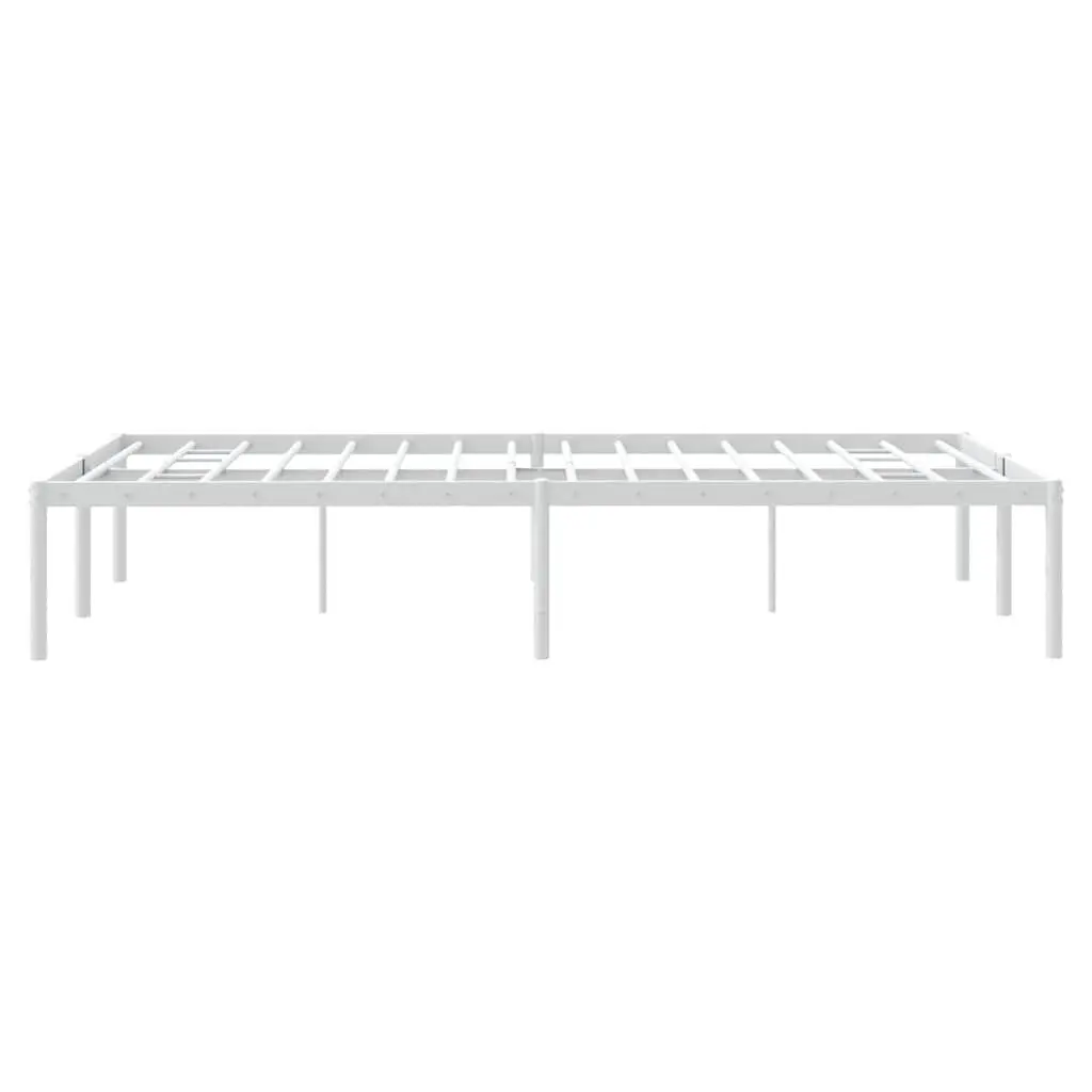 Metal Bed Frame Steel 135x190 cm White Slatted Base