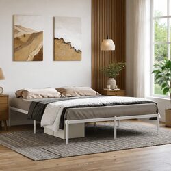 Durable Metal Bed Frame 150x200 cm in White