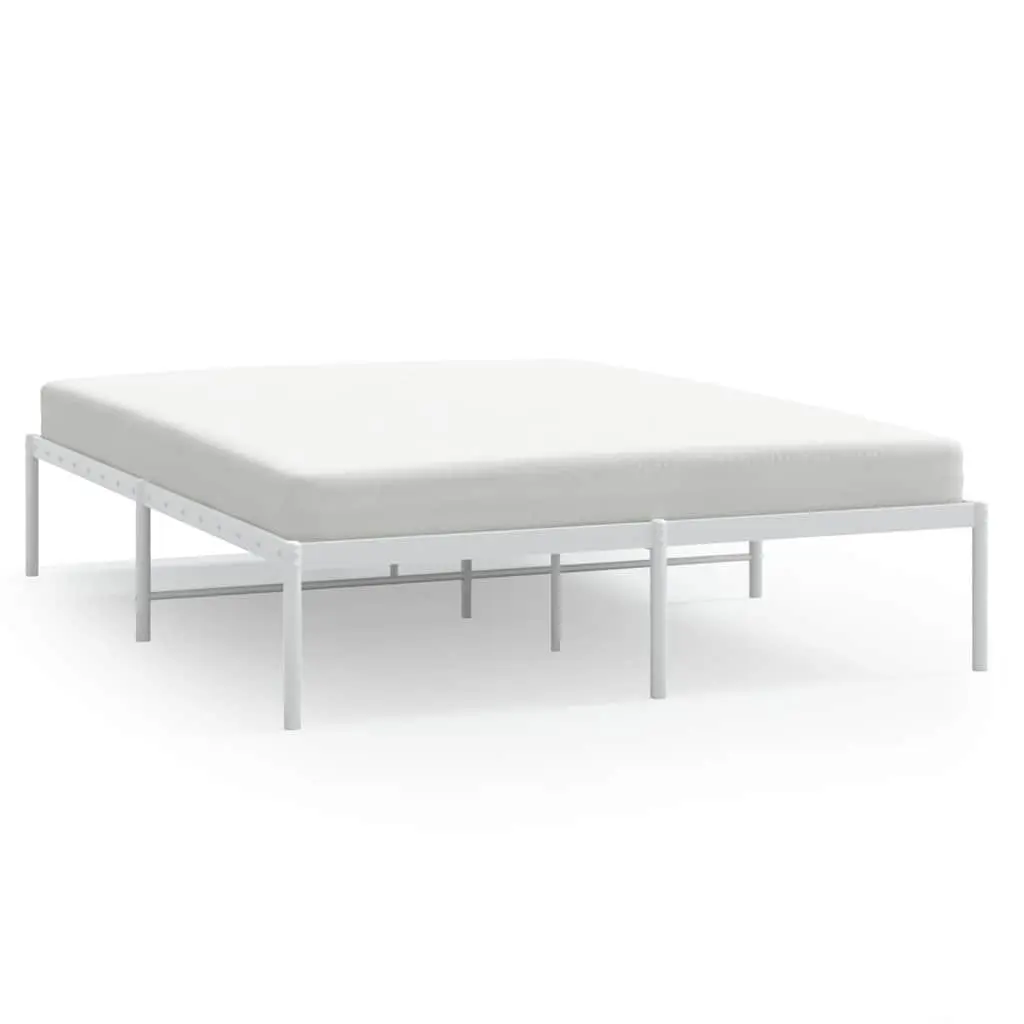 Metal Bed Frame 150x200 cm in White