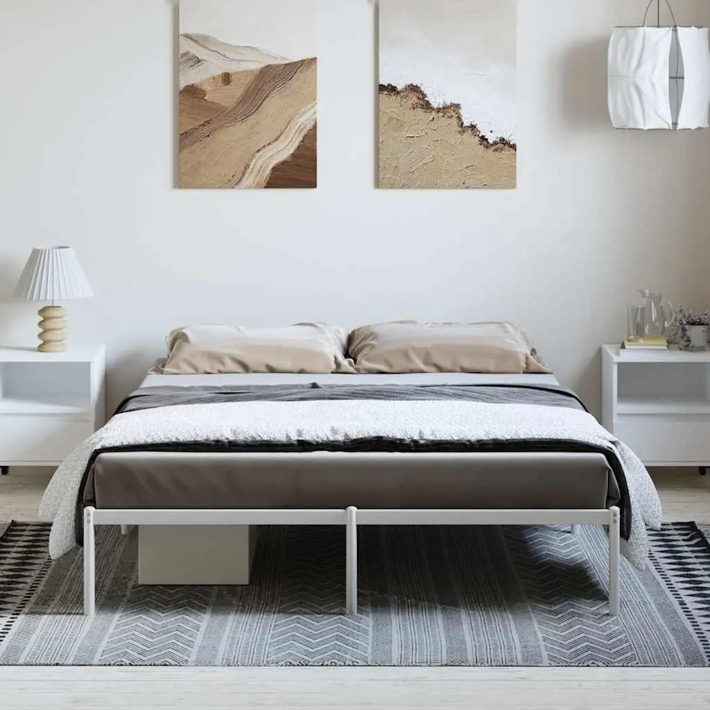 Metal Bed Frame 150x200 cm in White